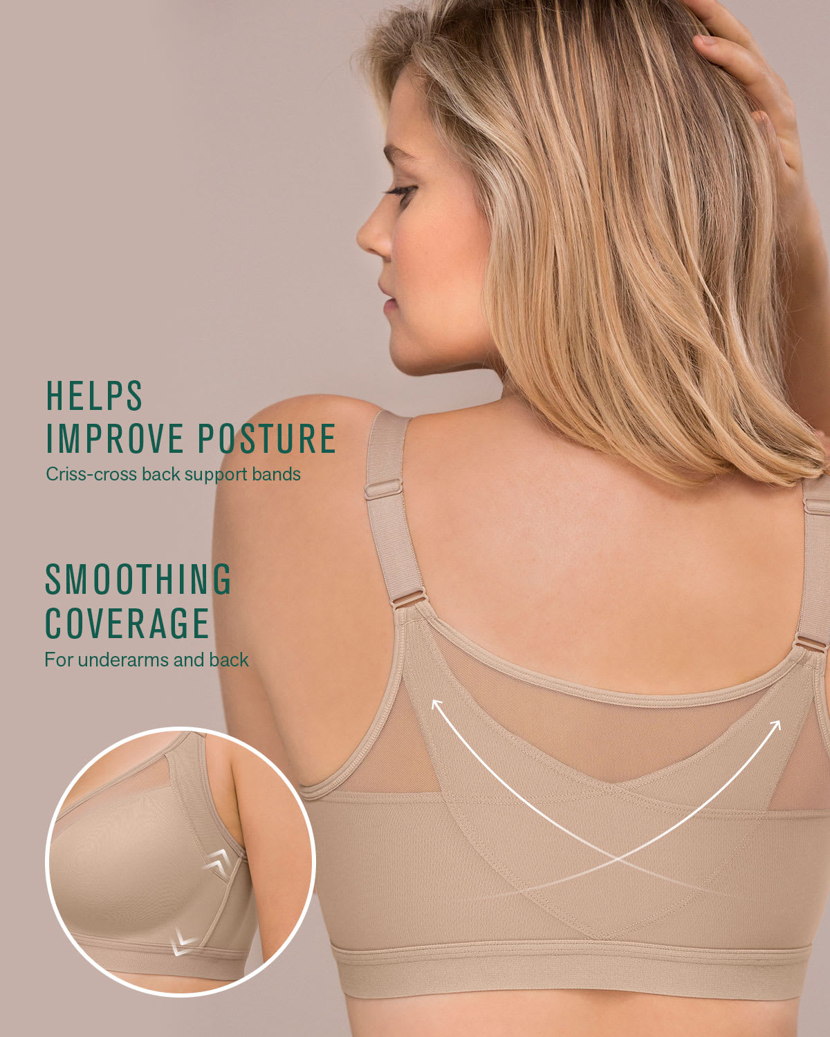 Multi/Benefit lightly lined wireless posture corrector bra- 011936