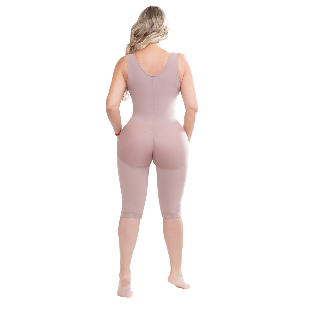 Knee-length shapewear with bra enhancement   buttocks surgical girdle and daily use 009010