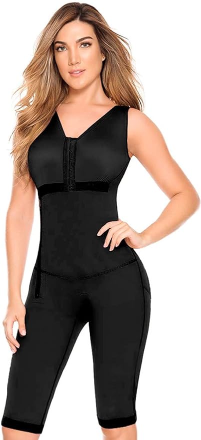 Knee-length shapewear with bra enhancement   buttocks surgical girdle and daily use 009010