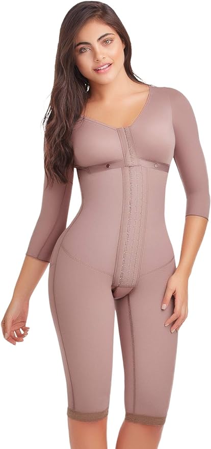 Body Garment below the knee with bra and sleeves (3 levels of hooks) post surgical girdle and daily use 009103