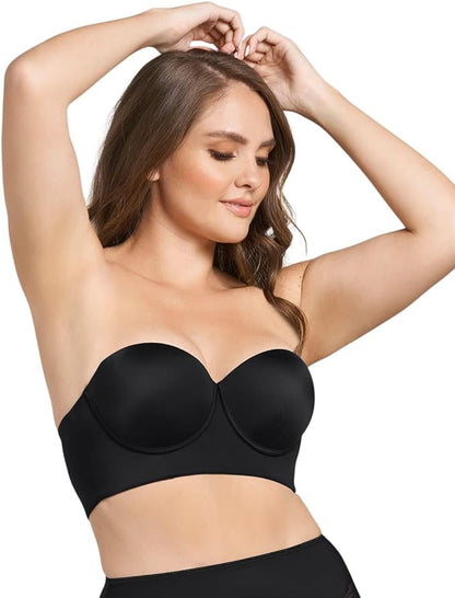 Strapless Underwire Full Coverage Longline Bra - Back Smoothing Bra 011911