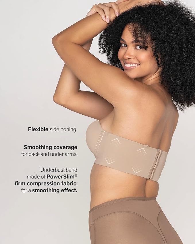 Strapless Underwire Full Coverage Longline Bra - Back Smoothing Bra 011911