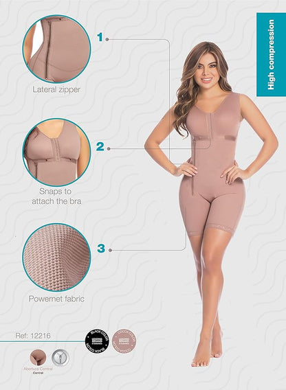 post surgical and daily use Girdle with Bra, Sleeveless and Side Zipper 009216