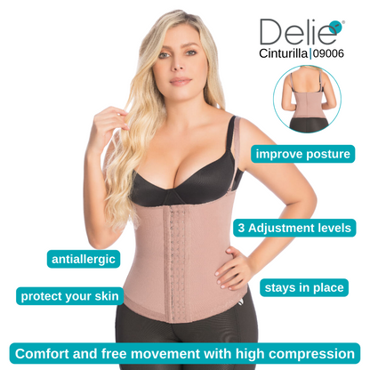 waist trainer with 3 levels of snaps with removable straps 09006