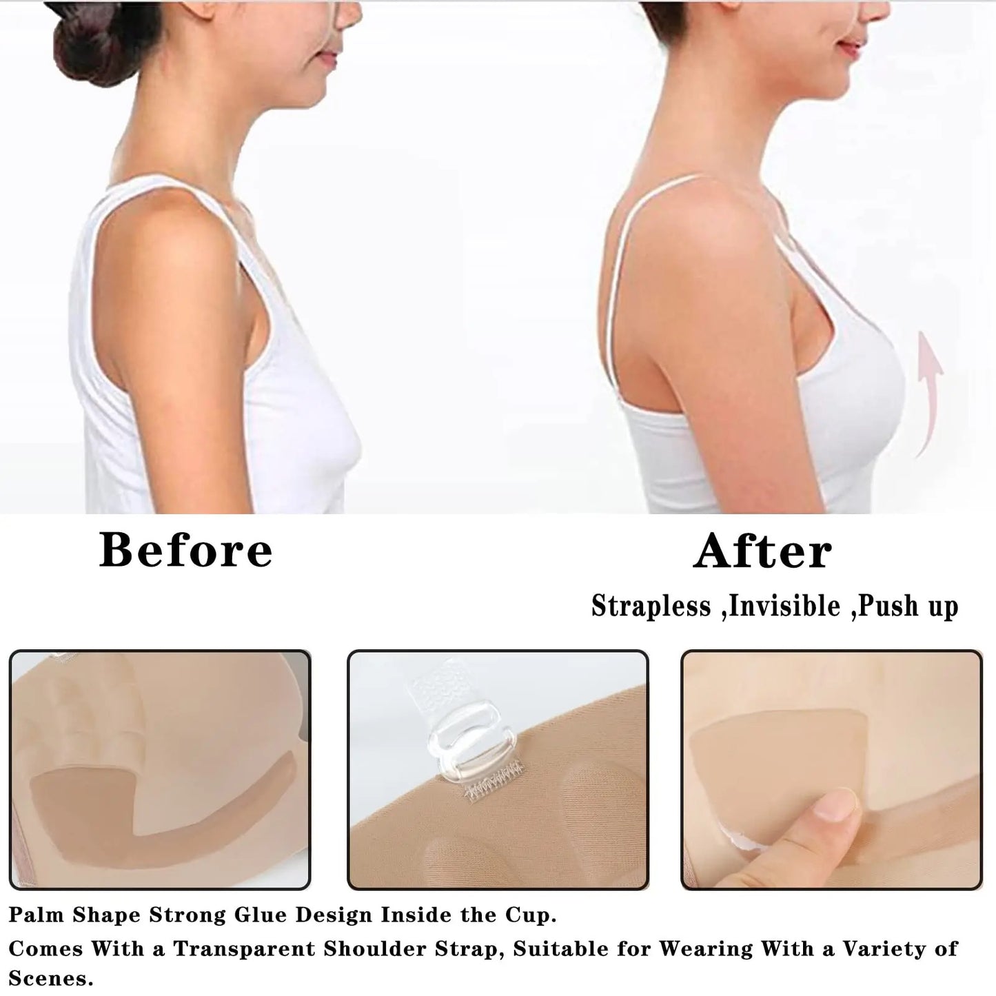 adhesive bra, strapless, self-adhesive, Invisible, Push Up.