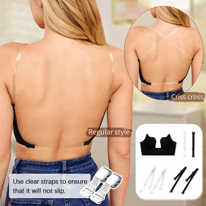 BRA WOMEN'S BACKLESS PUSH-UP WITH CONVERTIBLE CLEAR STRAPS 1212