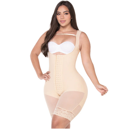 FAJAS MYD 0485 | FAJAS COLOMBIANAS POST SURGERY MID THIGH SHAPEWEAR BODYSUIT FOR GUITAR AND HOURGLASS BODY TYPES