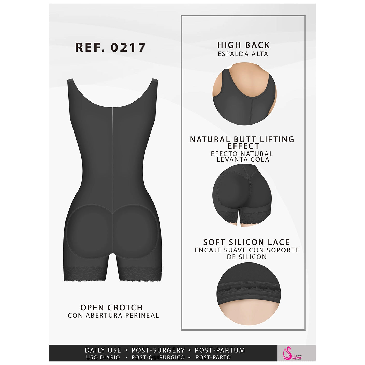 High Back Thick Straps Body Shaper compression Butt Lifter Shorts - High compression Line 0217